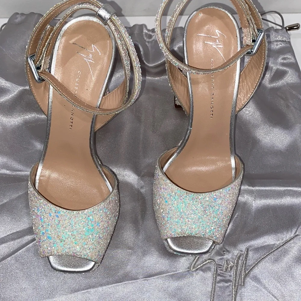 Giuseppe Zanotti Iridescent Glitter Platform Sandals